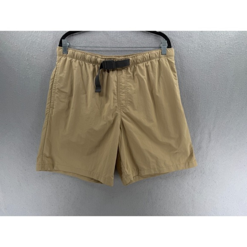 Columbia Water Shorts Mens L Tan Khaki Mesh Lined‎ Trunks Belted Swim Hiking Zip